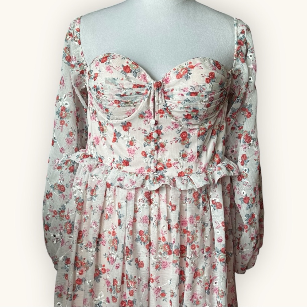 ALAMOUR The Label Evalyn Floral Maxi Dress Pink Fairycore Formal XL - Picture 2 of 12